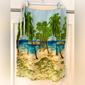 Liz Claiborne Blue Tan Knee-Length A-Line Skirt